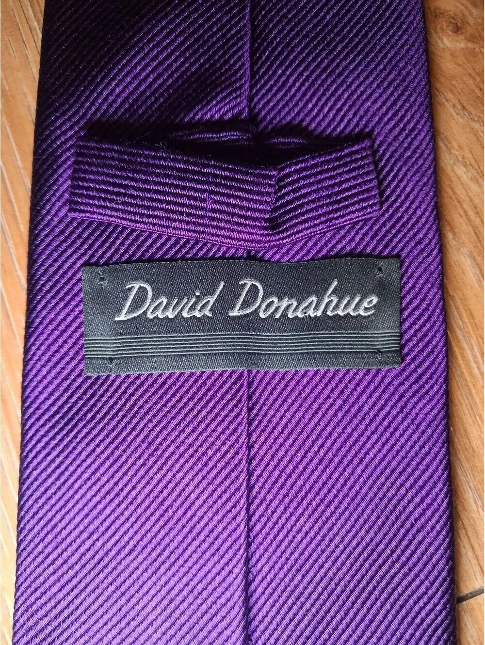 David Donahue 100% Silk Tie Purple Striped Handmade in USA